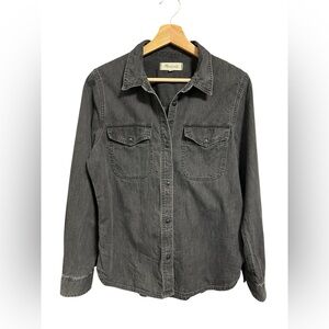 Madewell Gray Long Sleeve Notched Collar Shirt